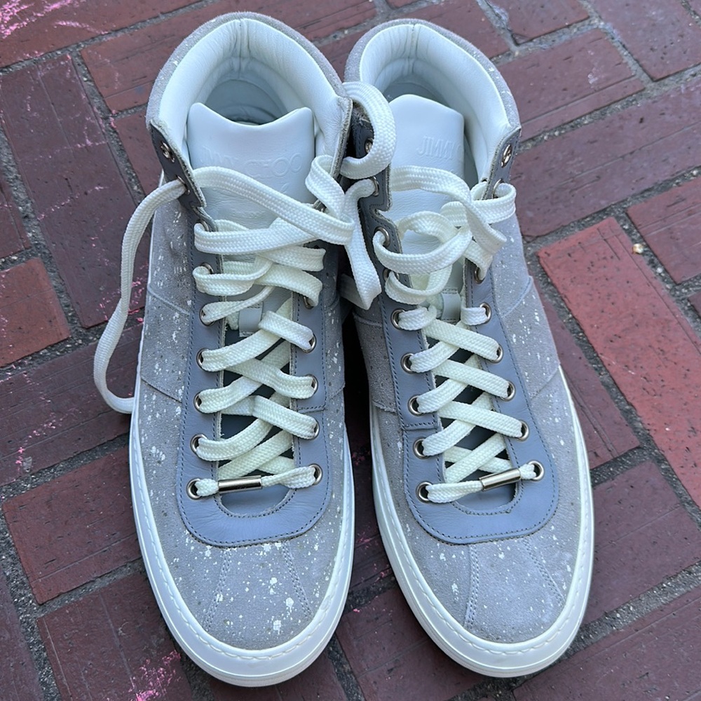 Jimmy Choo suede grey sneaker. See pics for marks